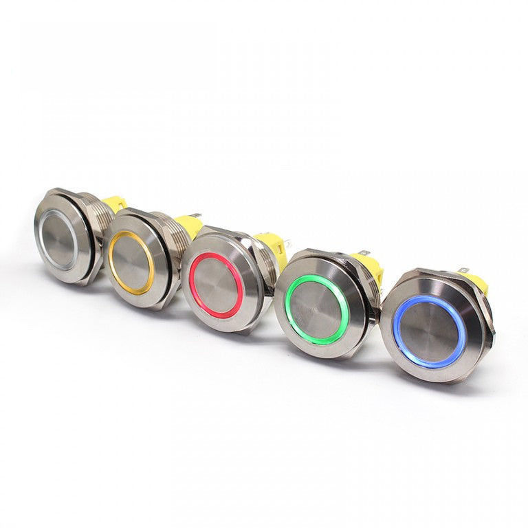 28mm 照光金属押しボタン スイッチ円形 500V リング タイプ LED