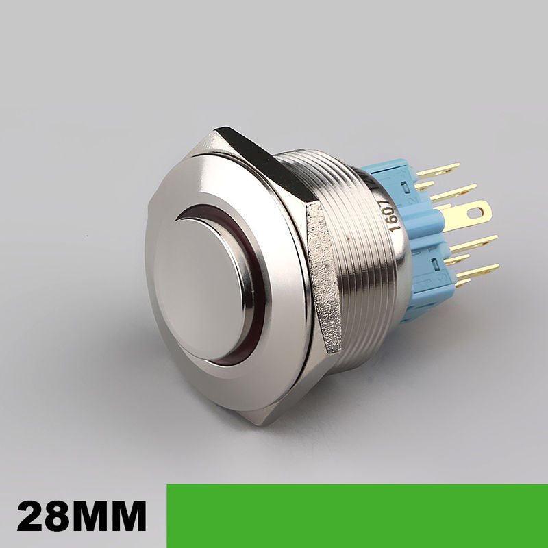 28mm 照光金属押しボタン スイッチ円形 500V リング タイプ LED