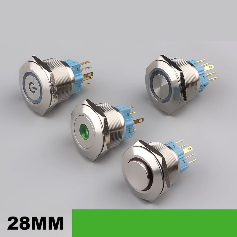 28mm 照光金属押しボタン スイッチ円形 500V リング タイプ LED