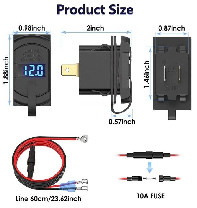 12v 24v Usb 充電器 ロッカー スイッチ 充電速 スポケット 防水 迅速 デュアル Pd Qc3.0 車用 ボート
