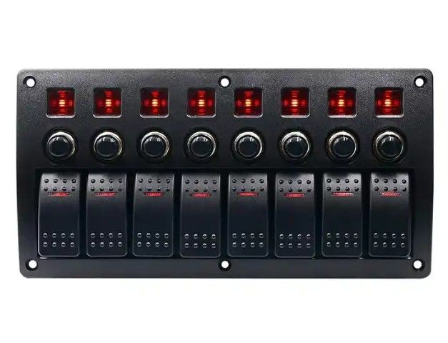 オンオフ アルミ ロッカー スイッチ パネル 防水 8 ギャング 3 ピン 断路器 過負荷 保護