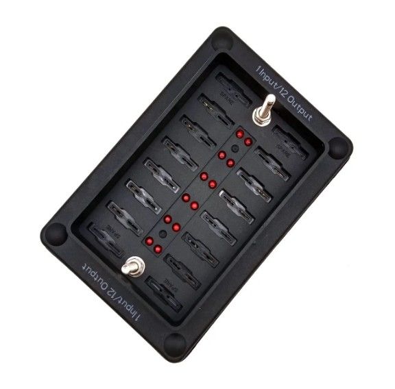 オート ATO ATC フューズボックス 防水 12回路 フューズホルダー スチッカー ラベル 12 イン 12 バス