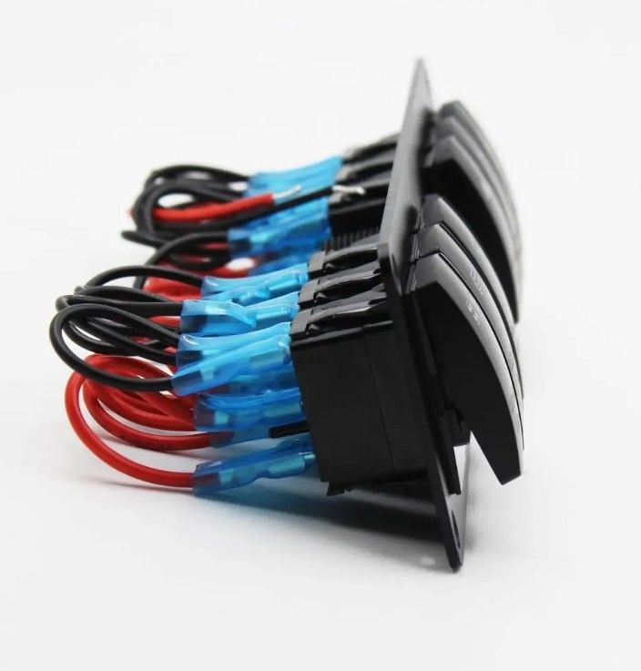 カラー ウォルトメーター 6 ギャング DC12V 24V LED ON OFF 5 PIN ロッカー スイッチ パネル カラバン 自動車 海洋