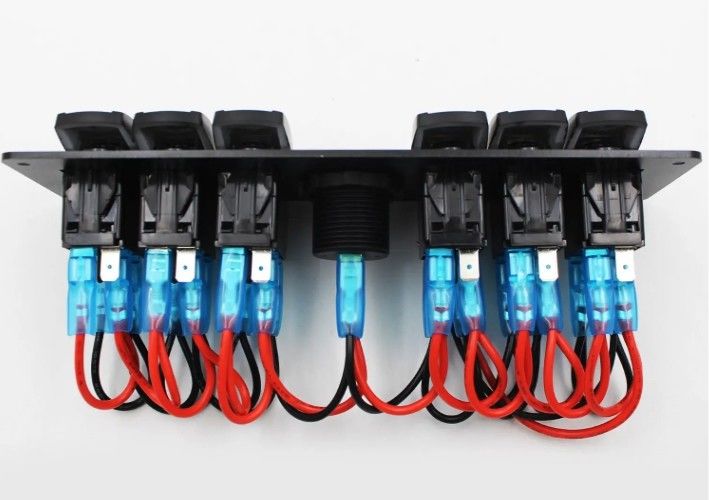 カラー ウォルトメーター 6 ギャング DC12V 24V LED ON OFF 5 PIN ロッカー スイッチ パネル カラバン 自動車 海洋