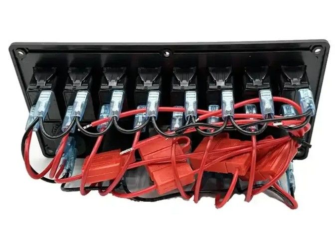 12V 8 Way Gang Rocker スイッチ パネル W/ 50A デュアルアンダーソンプラグ アクセサリー 電源ソケット & デュアルUSB