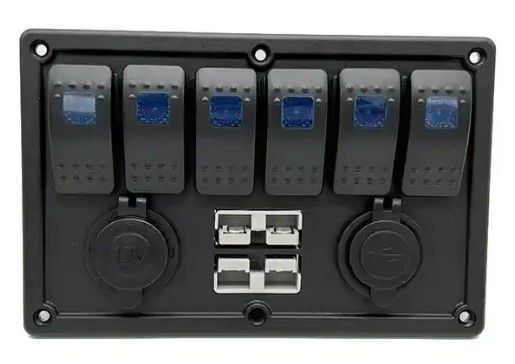 12V 8 Way Gang Rocker スイッチ パネル W/ 50A デュアルアンダーソンプラグ アクセサリー 電源ソケット & デュアルUSB