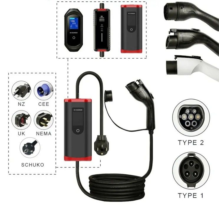 パーソナライズされたIP65 16A-40A 調整可能なSAE J1772タイプ1 携帯EVカー充電器 ポータブル充電ステーション