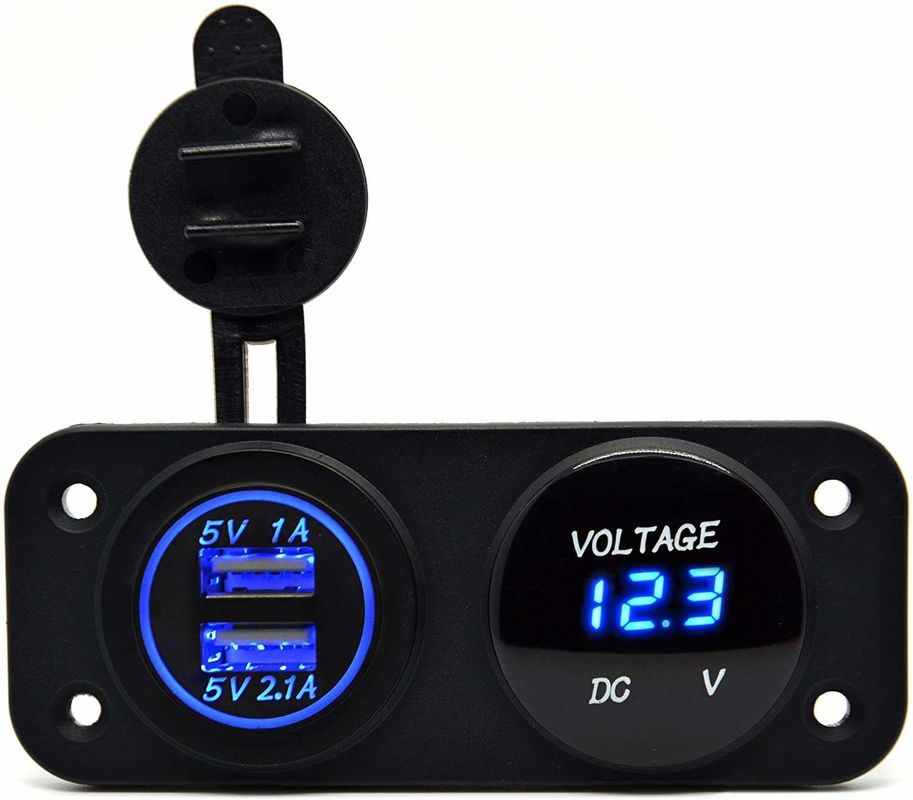DC 12V 24V LEDデジタルヴォルトメーター 双 USB アウトレイク電源ソケット パネル 3.1A 充電器