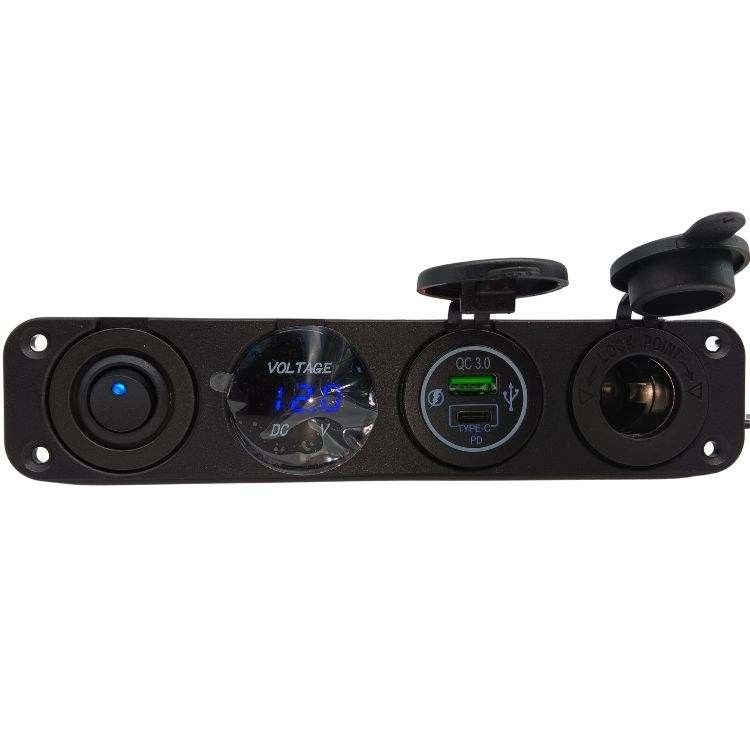 4 In 1 オートモーティブ ウォルトメーター 双 USB 12V 車用 煙草 灯具 電圧メーター 切り口付き