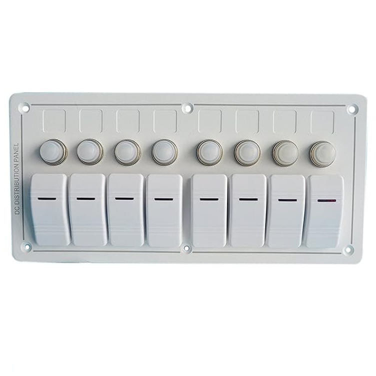 12-24V 6 ギャングボート スイッチ パネル ブルー LED ロッカーオンオフ 選択式 断路器