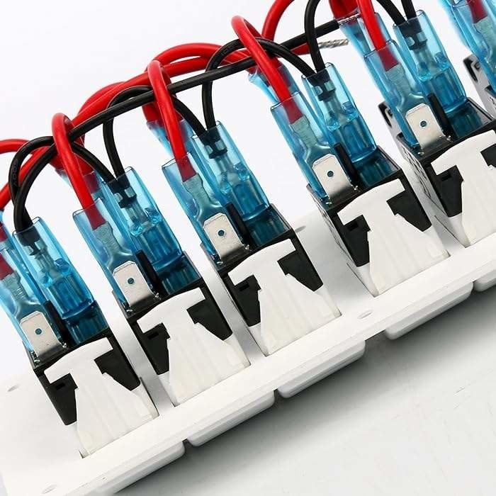 12-24V 6 ギャングボート スイッチ パネル ブルー LED ロッカーオンオフ 選択式 断路器