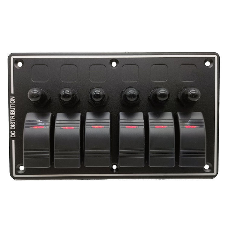 DC 12V 6 ギャング ロッカー スイッチ パネル 自動車 ボート 赤いライト LED