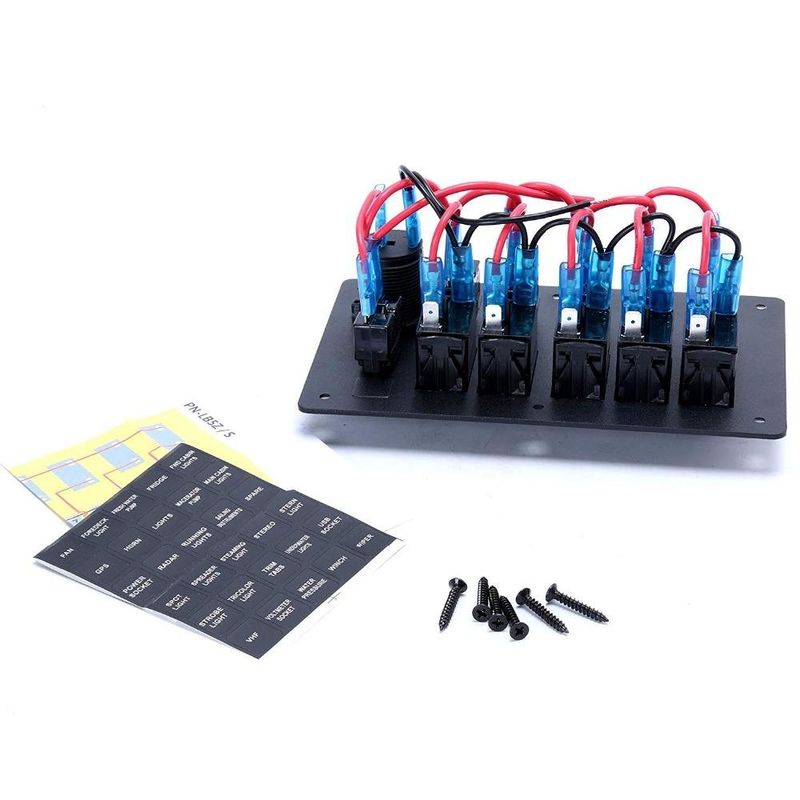 DC 12V 6 ギャング ロッカー スイッチ パネル 自動車 ボート 赤いライト LED