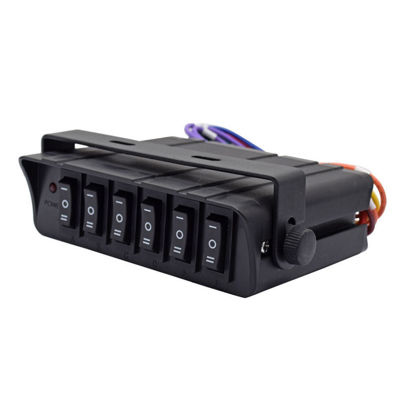 6 ギャング ロッカー スイッチ ボックス SPSTオン/オフ ロッカー トーグル スイッチ パネル 30Amp Max 12 AWG ワイヤー