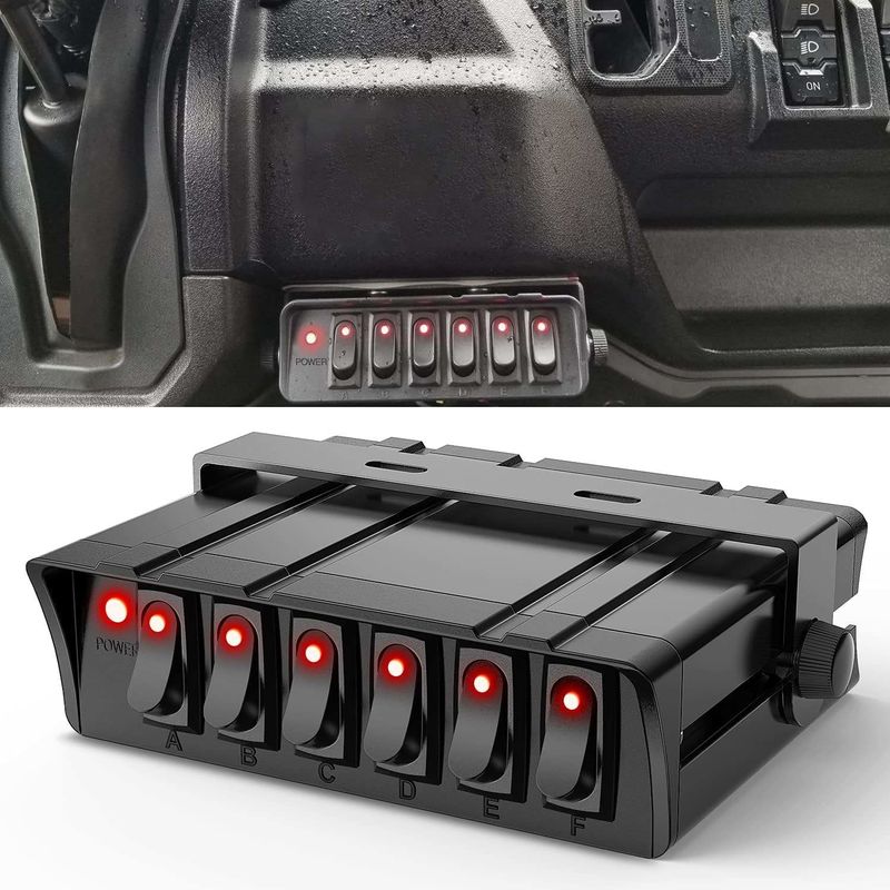 6 ギャング ロッカー スイッチ ボックス SPSTオン/オフ ロッカー トーグル スイッチ パネル 30Amp Max 12 AWG ワイヤー